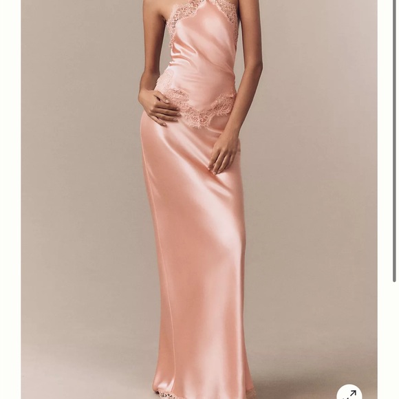 Anthropologie Blush Satin Lace Chemise - Picture 4 of 4